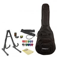 Acoustic Guitar Accessory Pack with Pick Holder, ChromaCast Gig Bag, Stand, Strap, Tuner, Picks, GoDpsMusic Polish Cloth and Lesson