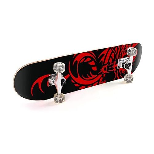  ChromeWheels 31 inch Skateboard Double Kick Skate Board Cruiser Longboard 8 Layer Maple Deck Skateboards for Kids and Beginners