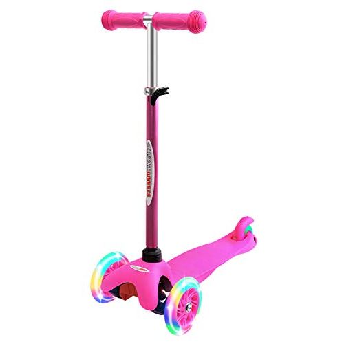  ChromeWheels Scooter for Kids, Deluxe 3 Wheel Scooter for Toddlers 4 Adjustable Height Glider with Kick Scooters, Lean to Steer with LED Flashing Light for Ages 3 6 Girls Boys