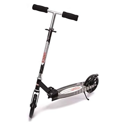  ChromeWheels Kick Scooter, Deluxe 8 Large 2 Light Up Wheels Wide Deck 5 Adjustable Height with Kickstand Foldable Scooters, Best Gift for Age 9 up Kids Girls Boys Teens, 200lb Weig