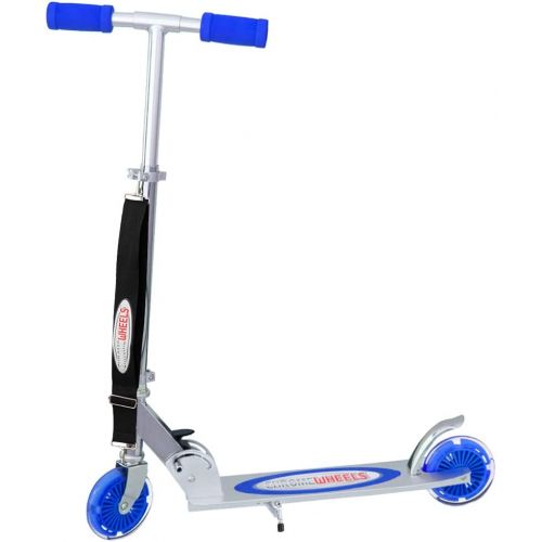  ChromeWheels Scooter for Kids, Deluxe 2 Wheel Kick Scooters 4 Adjustable Height with LED Light Up Wheels, for Age 5 up Girls Boys, 132lb Weight Limit