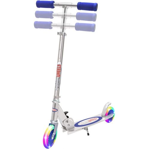  ChromeWheels Scooter for Kids, Deluxe 2 Wheel Kick Scooters 4 Adjustable Height with LED Light Up Wheels, for Age 5 up Girls Boys, 132lb Weight Limit