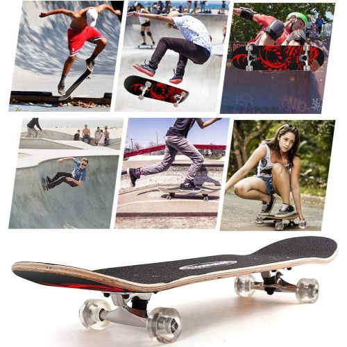  ChromeWheels 31 inch Skateboard Double Kick Skate Board Cruiser Longboard 8 Layer Maple Deck Skateboards for Kids and Beginners