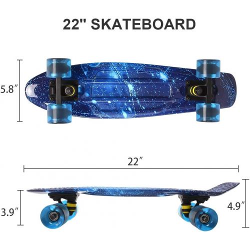  ChromeWheels Skateboards 22 inch Complete Skateboard Deck Mini Cruiser for Kids Boys Girls Youths Beginners