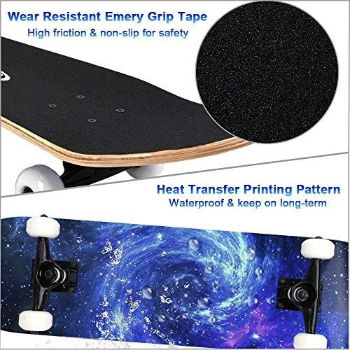  ChromeWheels 31 inch Skateboard Complete Skateboards Double Kick Skate Board 7 Layer Canadian Maple Deck Skateboard for Kids and Beginners