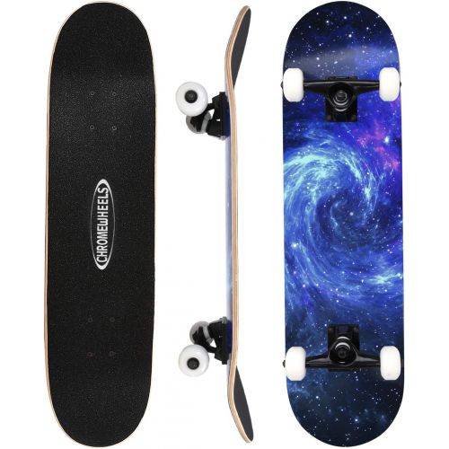  ChromeWheels 31 inch Skateboard Complete Skateboards Double Kick Skate Board 7 Layer Canadian Maple Deck Skateboard for Kids and Beginners