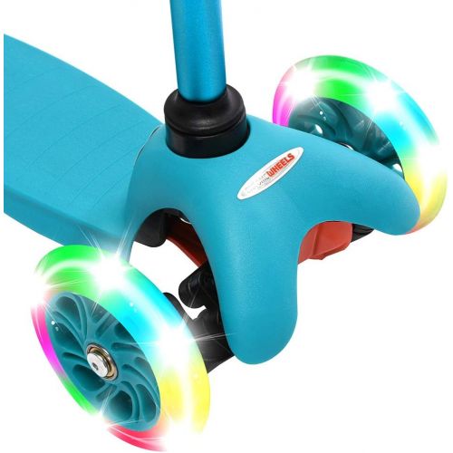  ChromeWheels Scooter for Kids, Deluxe 3 Wheel Scooter for Toddlers 4 Adjustable Height Glider with Kick Scooters, Lean to Steer with LED Flashing Light for Ages 3-6 Girls Boys