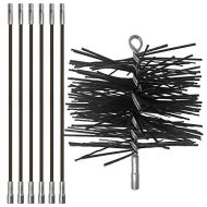 Chromex Chimney Cleaning Set 6 Piece 18 Foot Fiberglass Chimney Rod and 8 Inch Chimney Brush