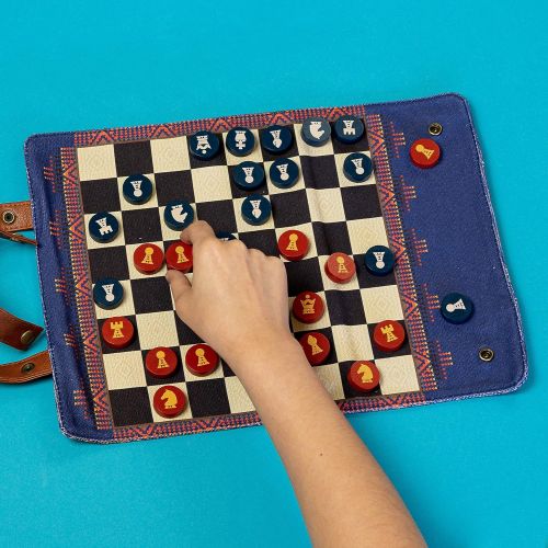  Chronicle Books Pendleton Chess & Checkers Set: Travel-Ready Roll-Up Game (Camping Games, Gift for Outdoor Enthusiasts), 1 EA