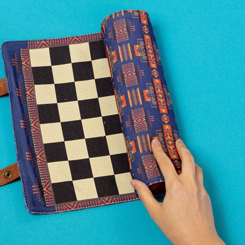  Chronicle Books Pendleton Chess & Checkers Set: Travel-Ready Roll-Up Game (Camping Games, Gift for Outdoor Enthusiasts), 1 EA