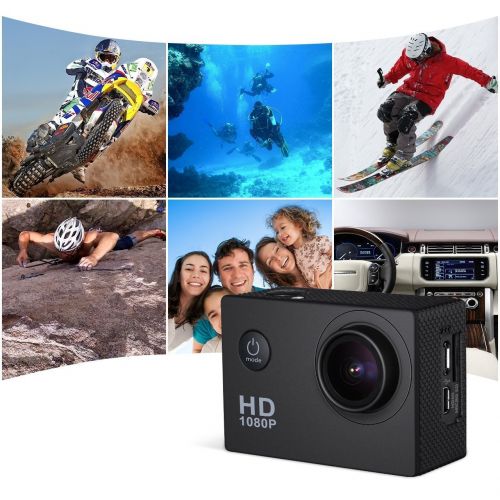  Chtreme Action Camera, 12MP 1080P 2 Inch LCD Screen, Waterproof Sports Cam 120 Degree Wide Angle Lens, 30m Sport Camera DV Camcorder with with 2 Rechargeable Batteries and Mounting Accesso