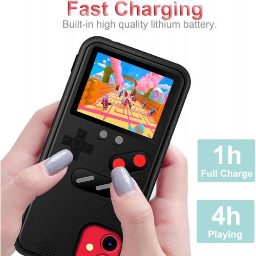  [아마존베스트]Gameboy Case for iPhone 6/6S/7/8, Chu9 Retro 3D Gameboy Style Silicone Cover Case with 36 Classic Games, Color Screen Playable Video Game Case for iPhone(Black, iPhone 6/6S/7/8)