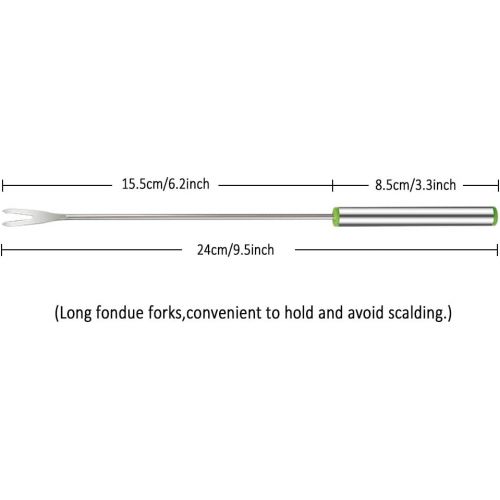  [아마존베스트]Chudian Set of 18 fondue forks barbecue skewers made of stainless steel for cheese, fruit, chocolate, marching forks set, colourful grill sticks with heat-resistant handle (24 cm).