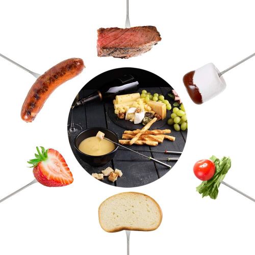  [아마존베스트]Chudian Set of 18 fondue forks barbecue skewers made of stainless steel for cheese, fruit, chocolate, marching forks set, colourful grill sticks with heat-resistant handle (24 cm).