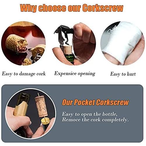  Chumiug Mini Wine Opener Travel Portable Pocket Air Pressure Pump Wine Bottle Opener Assemblable Design Corkscrew 7S Quick Bottle Opening for Home, Restaurant, Party,Wine Lovers