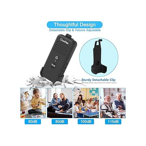  ChunHee Intercoms Wireless for Home, 16 Channels Intercom System for Home Use Two-Way Communication Caregiver Intercom System for Elderly/Patient/Senior/Disabled/Pregnant