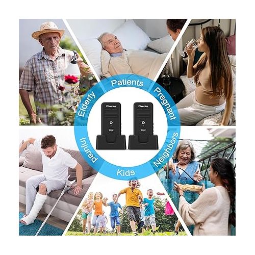  ChunHee Intercoms Wireless for Home 16 Channels Long Standby Caregiver Wireless Intercom System for Elderly 1640ft Portable Intercom Two Way Room to Room Communication Intercom for Home Use, 4 Pack