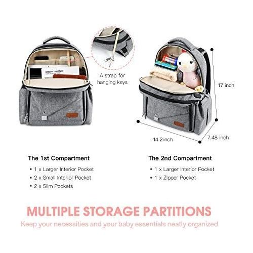  Diaper Bag Backpack,Chuntianli Multi-Function Travel Back Pack Large Maternity Baby Nappy Changing Bag Organizer,Waterproof/Durable,with USB Charging Port/Insulated Holder Pockets/