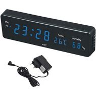 [아마존베스트]Chunyang Electronic LED Digital Wall Clock with Temperature Moisture Display Home Alarm Clocks EU Plug