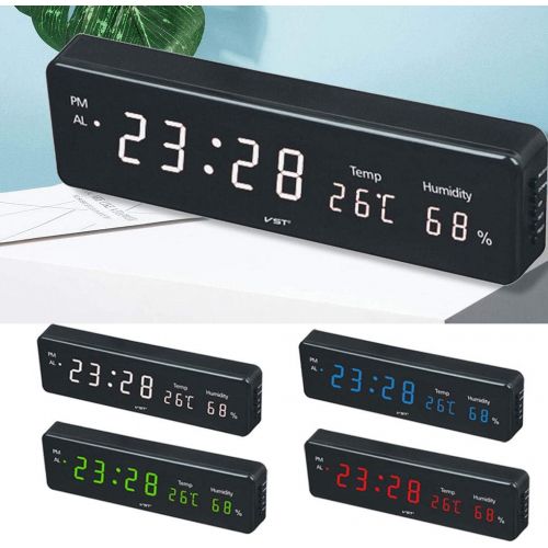  [아마존베스트]Chunyang Electronic LED Digital Wall Clock with Temperature Moisture Display Home Alarm Clocks EU Plug