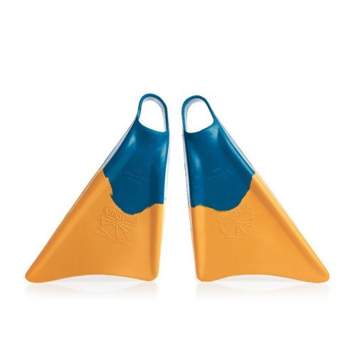  Churchill Makapuu Fins (Blue/Yellow) - Size: Medium/Large (M/L) - Perfect for catching waves, whether bodyboarding, swimming, travel fins, bodysurfing, casual swimmers or tight spa