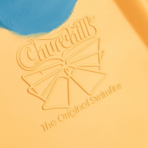  Churchill Makapuu Fins (Blue/Yellow) - Size: Medium/Large (M/L) - Perfect for catching waves, whether bodyboarding, swimming, travel fins, bodysurfing, casual swimmers or tight spa
