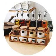 Chusea Premium Seasoning Box Household Glass Seasoning Bottle Spice Jar Set with Spice Rack for Storage Oil/Soy Sauce/Chicken/Salt/Pepper