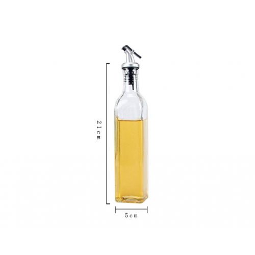  Chusea Premium Seasoning Box Kitchen Supplies Glass Lecythus Soy Sauce Bottle Vinegar Cooking Wine Storage Jar Leakproof Dust-proof Liquid Spoon Thickened Glass Storage (Color : Two jars,