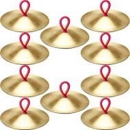 Ciang 10 Pieces Finger Cymbals Belly Dancing Finger Gold Musical Instrument for Dancer Ball Party