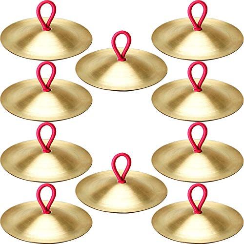  Ciang 10 Pieces Finger Cymbals Belly Dancing Finger Gold Musical Instrument for Dancer Ball Party
