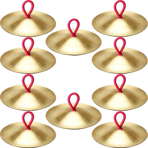  Ciang 10 Pieces Finger Cymbals Belly Dancing Finger Gold Musical Instrument for Dancer Ball Party