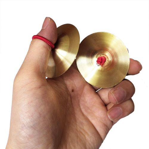  Ciang 10 Pieces Finger Cymbals Belly Dancing Finger Gold Musical Instrument for Dancer Ball Party