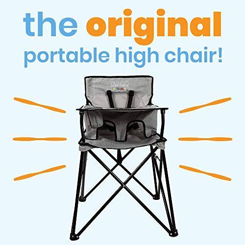  [아마존베스트]Ciao! baby ciao! baby Portable High Chair for Travel, Fold Up High Chair with Tray, Grey Check