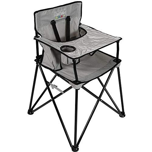  [아마존베스트]Ciao! baby ciao! baby Portable High Chair for Travel, Fold Up High Chair with Tray, Grey Check