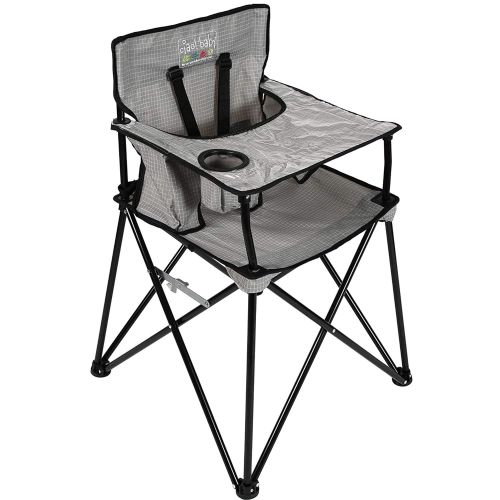  [아마존베스트]Ciao! baby ciao! baby Portable High Chair for Travel, Fold Up High Chair with Tray, Grey Check