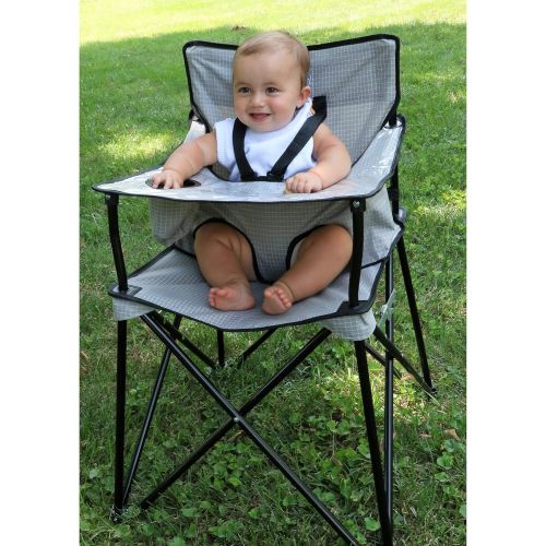  [아마존베스트]Ciao! baby ciao! baby Portable High Chair for Travel, Fold Up High Chair with Tray, Grey Check