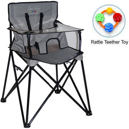  Ciao baby ciao baby - Portable High Chair with Rattle Teether Toy - Grey Check