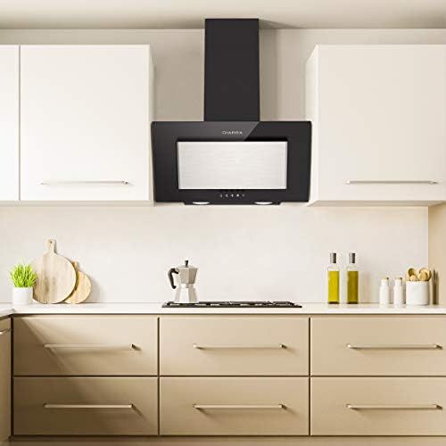  [아마존베스트]CIARRA CBCB6736D Cooker Hood 60 cm 370 m³/h Wall Extractor Hood (Black), Extractor Operation and Recirculation Mode, LED Lighting, 3 Levels Stainless Steel, Compatible Carbon Filte