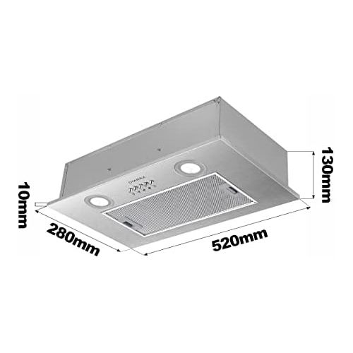  [아마존베스트]Ciarra CBCS5913A Cooker Hood Installation Base, 52 cm Wide, 300 m³/h Stainless Steel Cooker Hood Without Exhaust Air with Aluminium Grease Filter, Compatible CBCF005 Filter, Silver