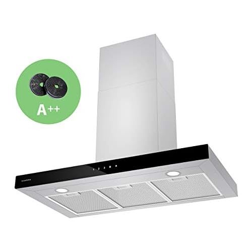  [아마존베스트]Ciarra Cooker Hood 60 cm 550 m³/h Touch Control Chimney Stainless Steel Kitchen Cooker Hood [Energy Class C], 90 cm, Silver