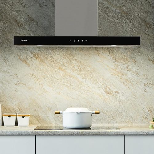  [아마존베스트]Ciarra Cooker Hood 60 cm 550 m³/h Touch Control Chimney Stainless Steel Kitchen Cooker Hood [Energy Class C], 90 cm, Silver