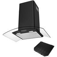 [아마존베스트]CIARRA CBC6B506 Headless Cooker Hood 60 cm 550 m³/h Extractor Hood Wall Hood / Recirculation or Extraction Operation / Maximum Output 550 m/h / Compatible CBCF004 Filter, Black