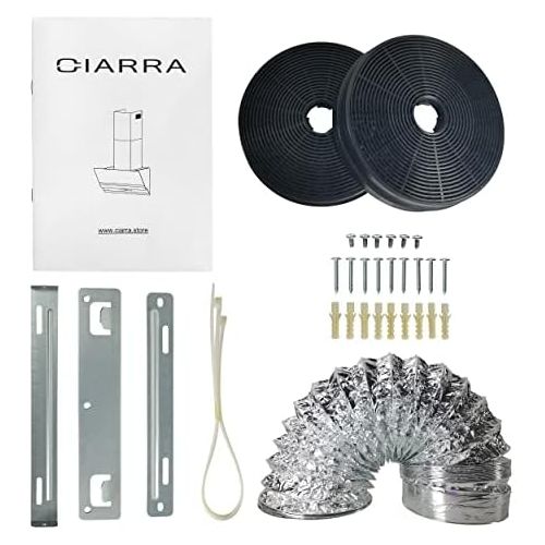  [아마존베스트]Ciarra Extractor Hood, 60 cm, 3 Speed, Stainless Steel, Aluminium Grease Filter, Wall Extractor Hood, Black