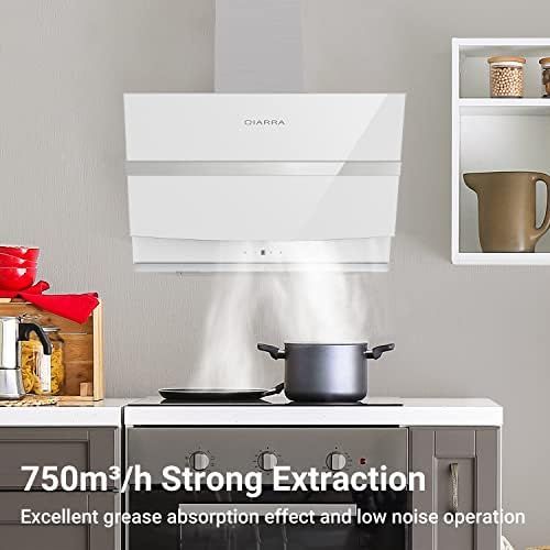  [아마존베스트]Ciarra Extractor Hood, 60 cm, 3 Speed, Stainless Steel, Aluminium Grease Filter, Wall Extractor Hood, White