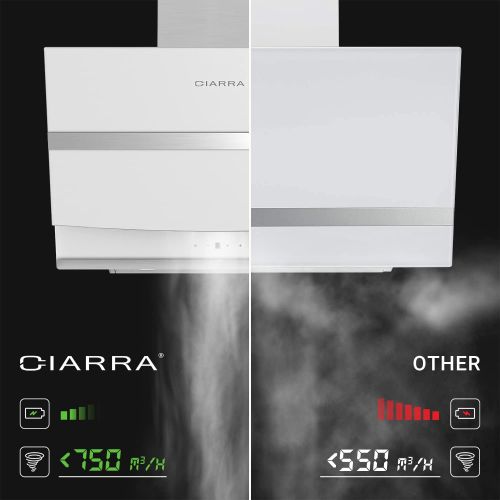  [아마존베스트]Ciarra Extractor Hood, 60 cm, 3 Speed, Stainless Steel, Aluminium Grease Filter, Wall Extractor Hood, White