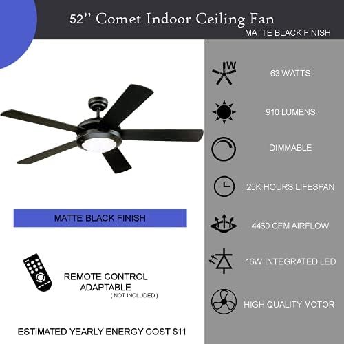  [아마존베스트]Ciata Lighting 52-Inch Comet Indoor Ceiling Fan with Dimmable LED Light Fixture in Frosted Glass with Reversible Matte Black/Marble Blades  2 Pack