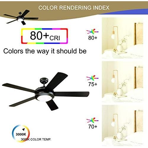  [아마존베스트]Ciata Lighting 52-Inch Comet Indoor Ceiling Fan with Dimmable LED Light Fixture in Frosted Glass with Reversible Matte Black/Marble Blades  2 Pack