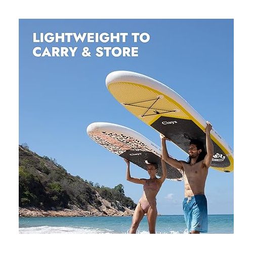  Ciays Inflatable Stand Up Paddle Board W SUP Accessories of Backpack, 2 Fins, 2 Bags, Leash, Floating Paddles and Double Action Hand Pump All-Around Paddleboard Perfect for Yoga, Tour, Fishing