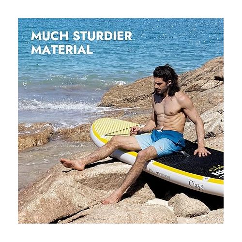  Ciays Inflatable Stand Up Paddle Board W SUP Accessories of Backpack, 2 Fins, 2 Bags, Leash, Floating Paddles and Double Action Hand Pump All-Around Paddleboard Perfect for Yoga, Tour, Fishing