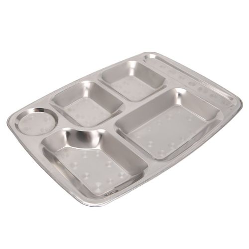  Cicitop Stainless Steel Food Tray Lunch Plates Compartment Plates Divided Dinner Tray (6 Compartments)